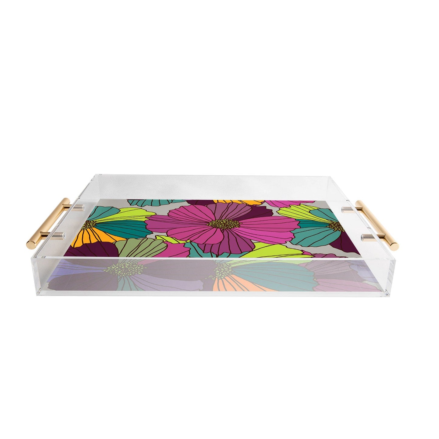 Juliana Curi Gray Flower Acrylic Tray