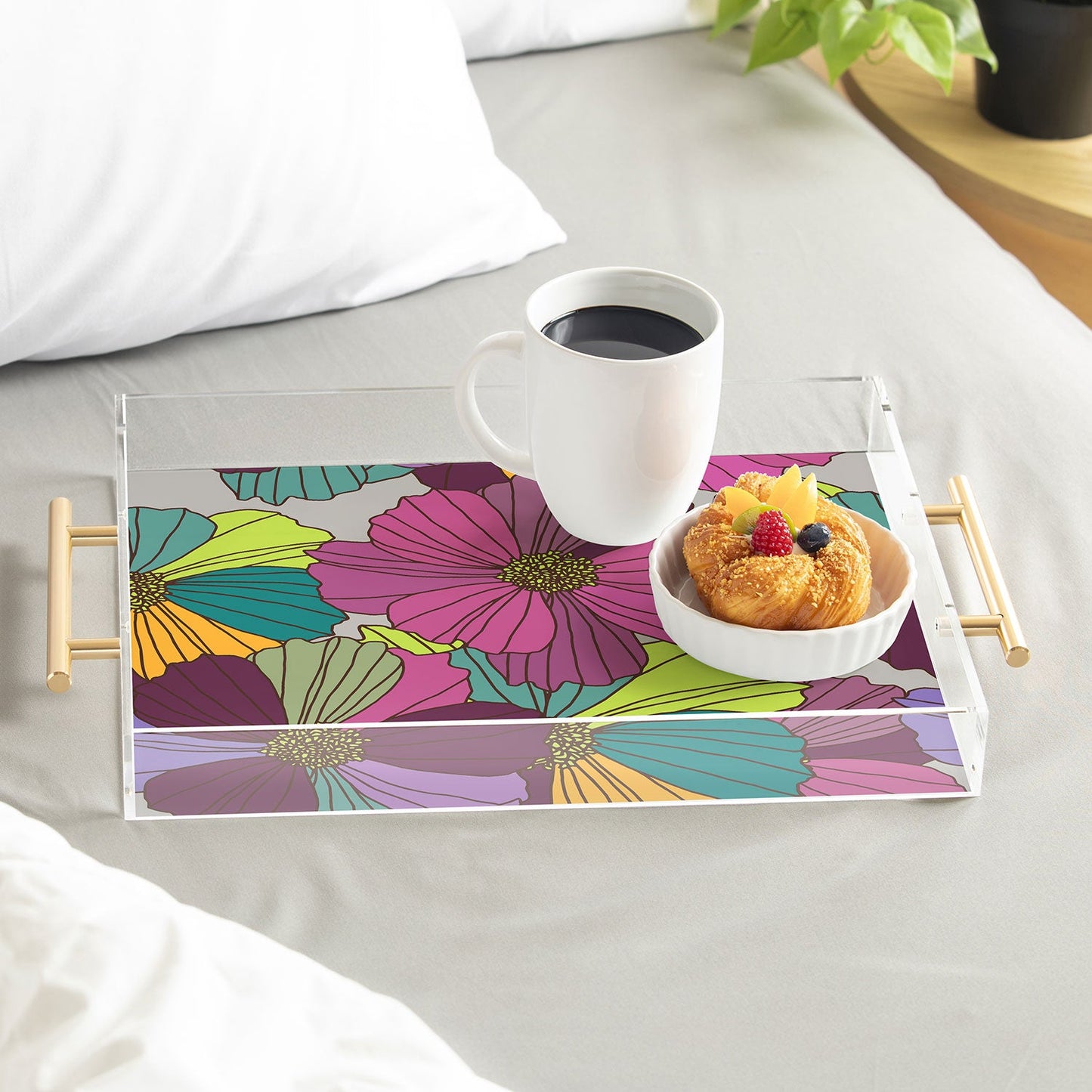 Juliana Curi Gray Flower Acrylic Tray