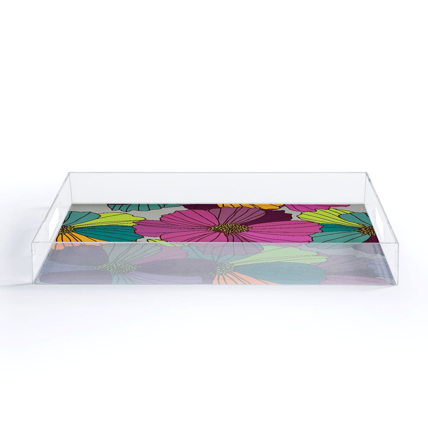 Juliana Curi Gray Flower Acrylic Tray
