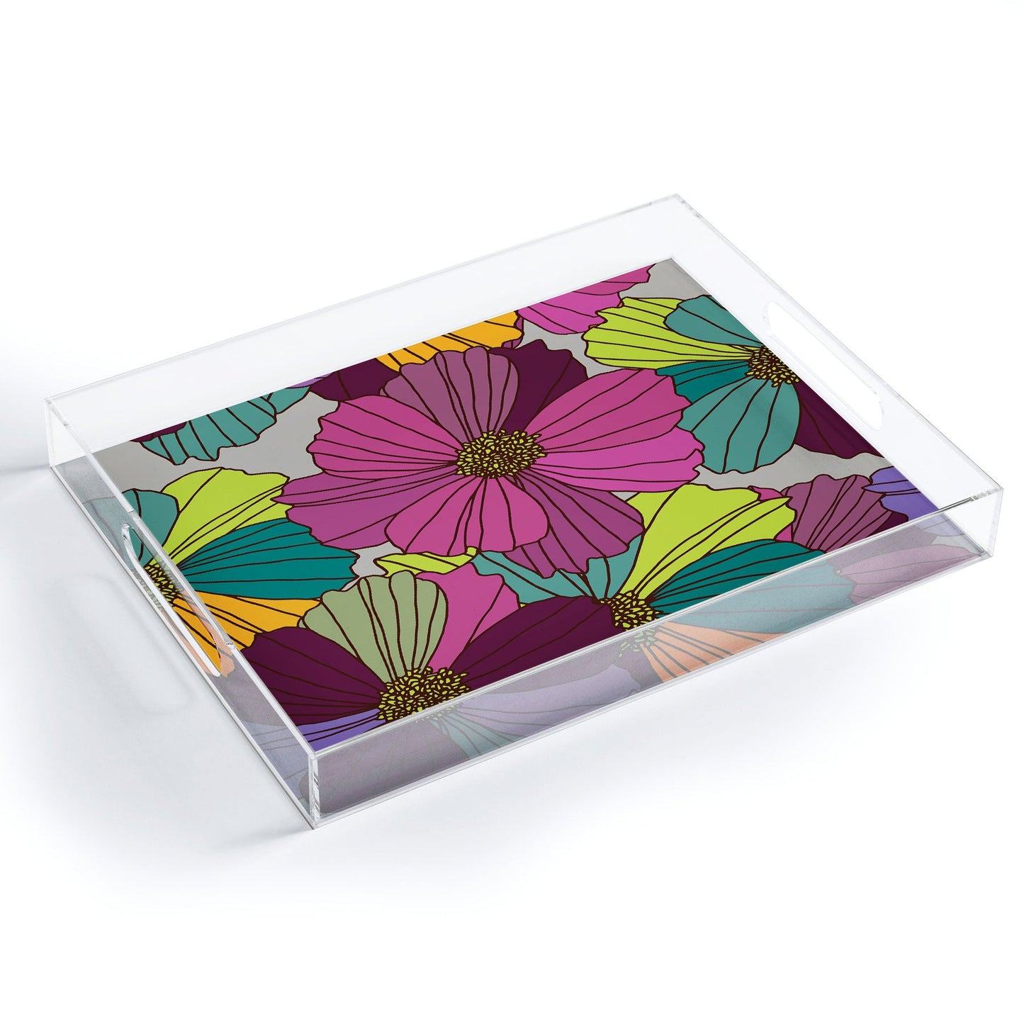 Juliana Curi Gray Flower Acrylic Tray