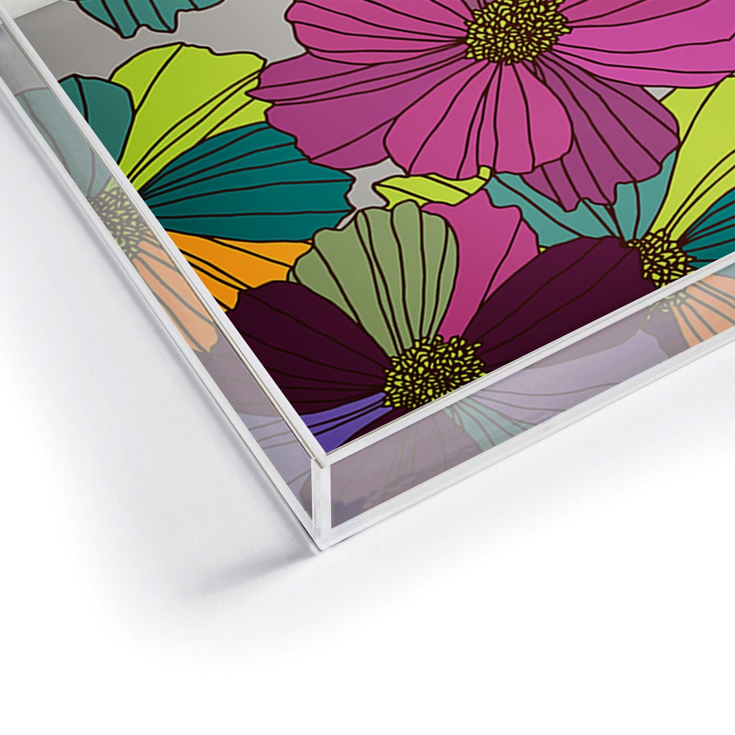 Juliana Curi Gray Flower Acrylic Tray