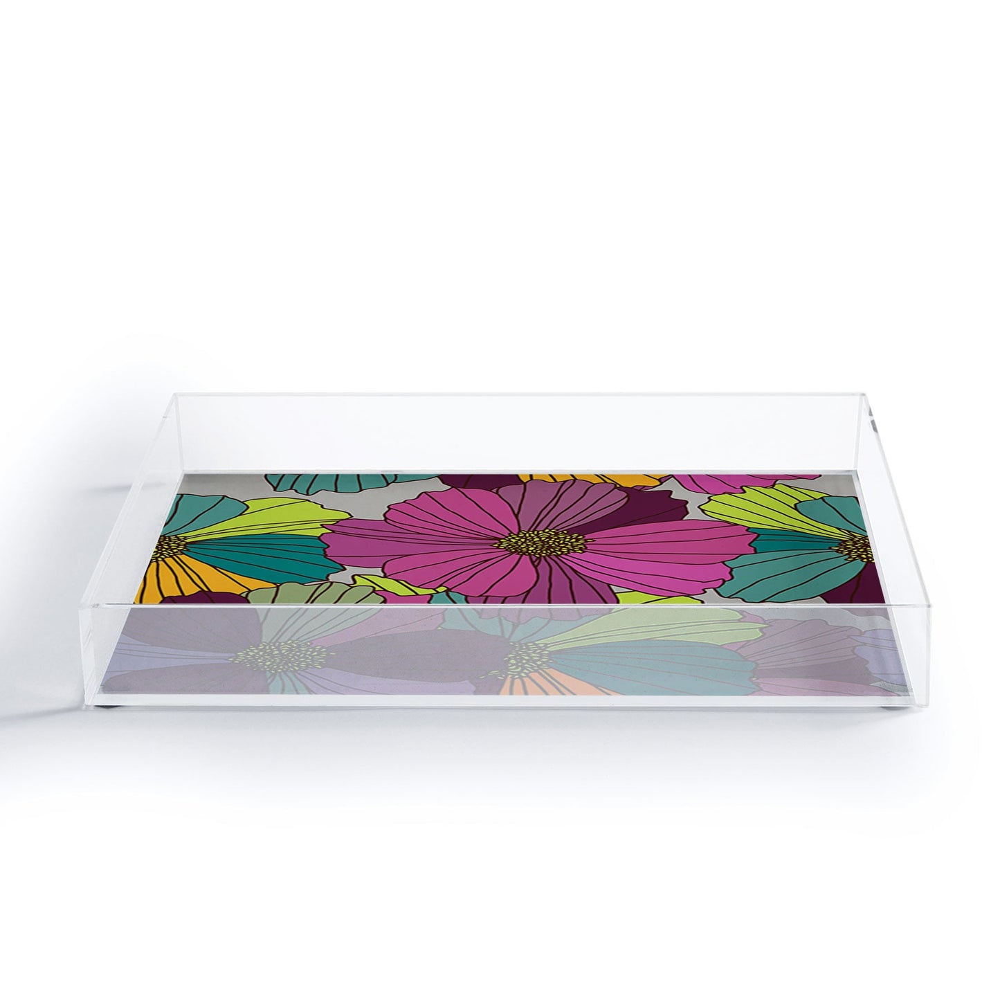 Juliana Curi Gray Flower Acrylic Tray