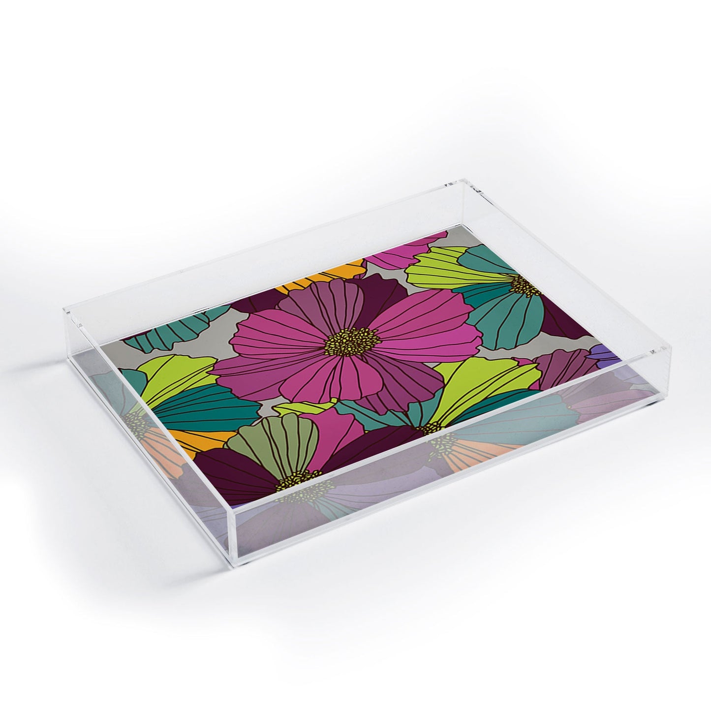 Juliana Curi Gray Flower Acrylic Tray