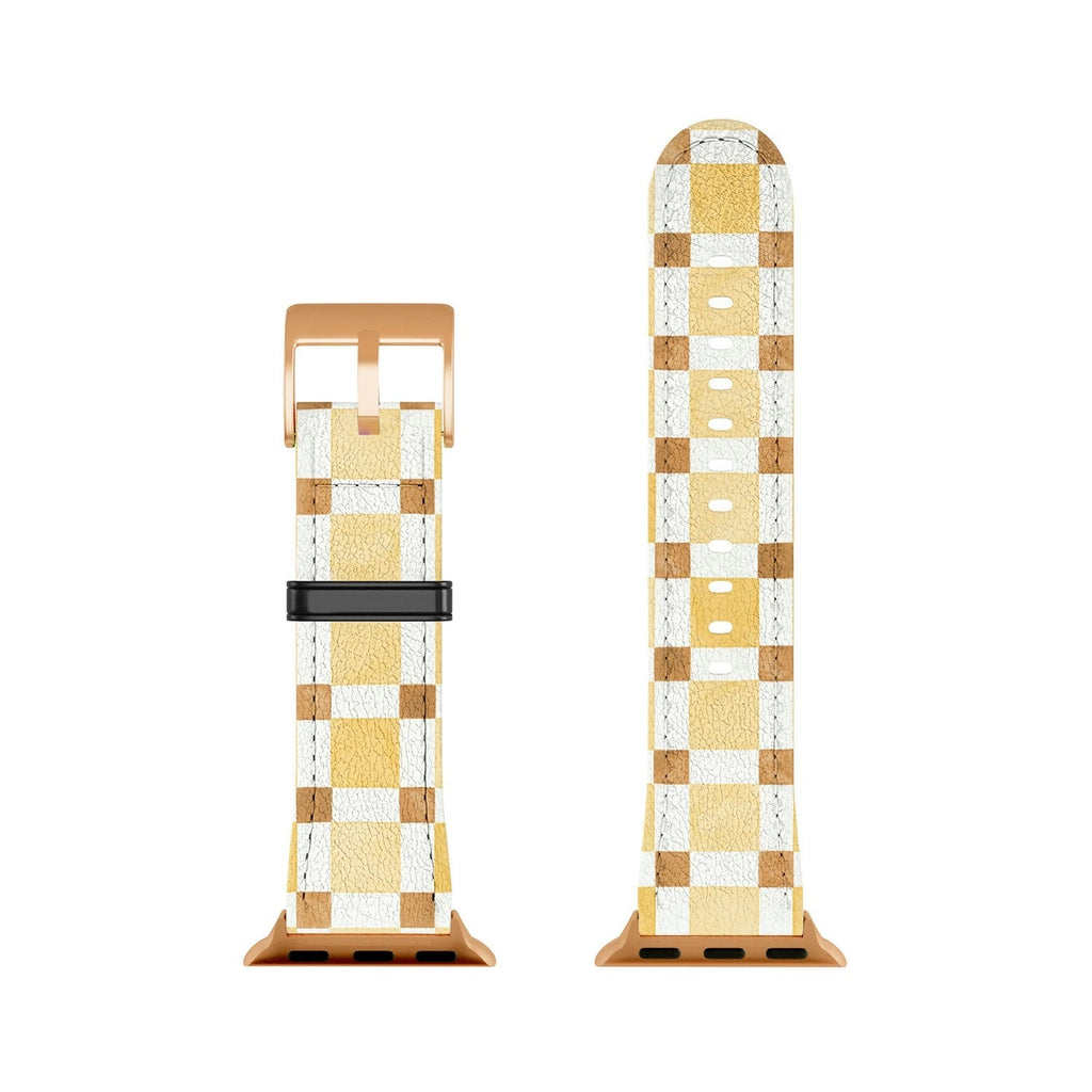 Ninola Design Everyday Artifact Checker Mosaic Tiles Geometry Yellow Apple Watch Band