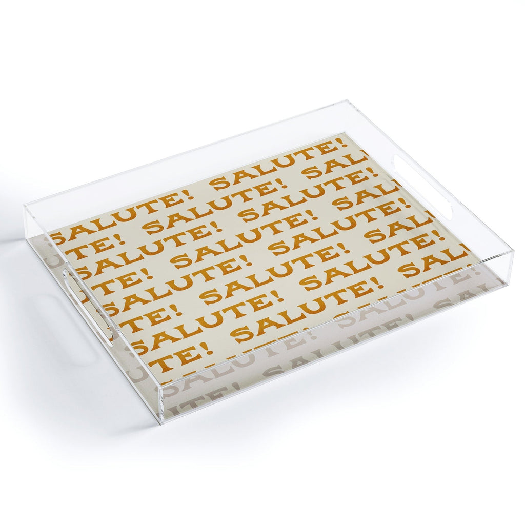 Jessica Molina Salute Gold Pattern on Cream Acrylic Tray