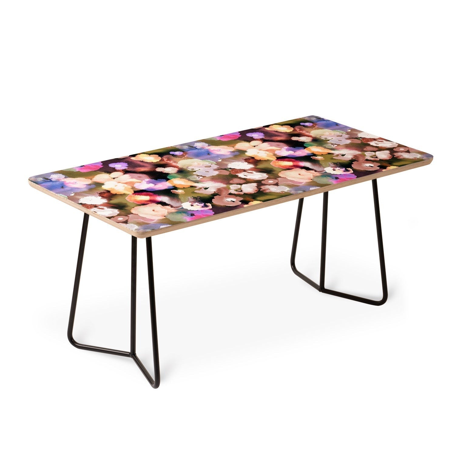 Ninola Design Botanic Retreat Ombre Abstract Watercolor Flowers Pink gold Coffee Table