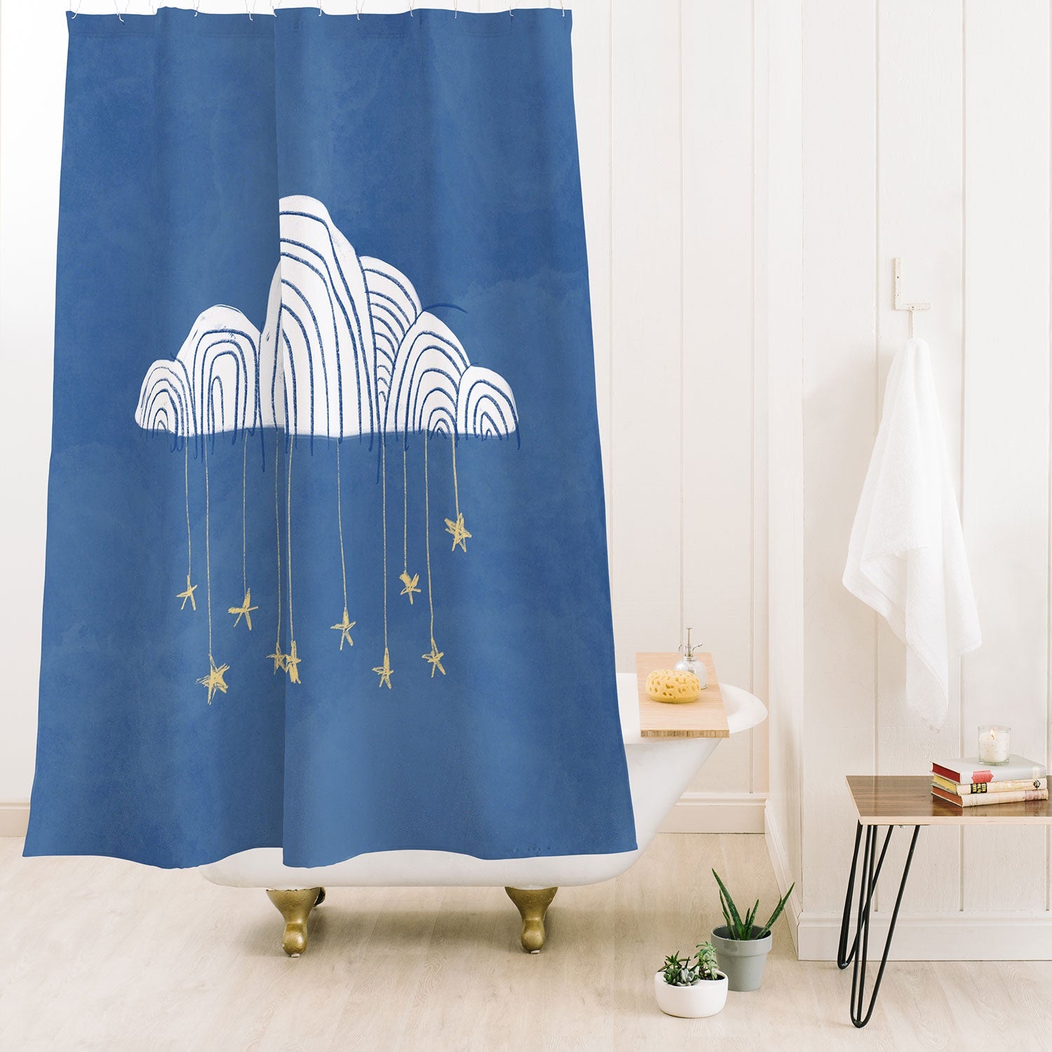 justin shiels Night Sky Childrens Art Shower Curtain