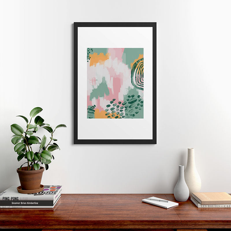 justin shiels Pink In Abstract Framed Art Print