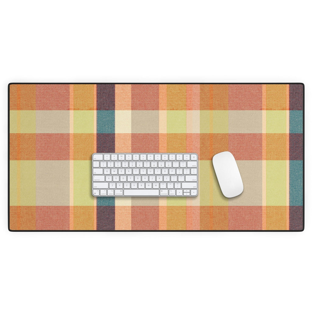 Marta Barragan Camarasa Retro Picnic Plaid Warm Tones Desk Mat