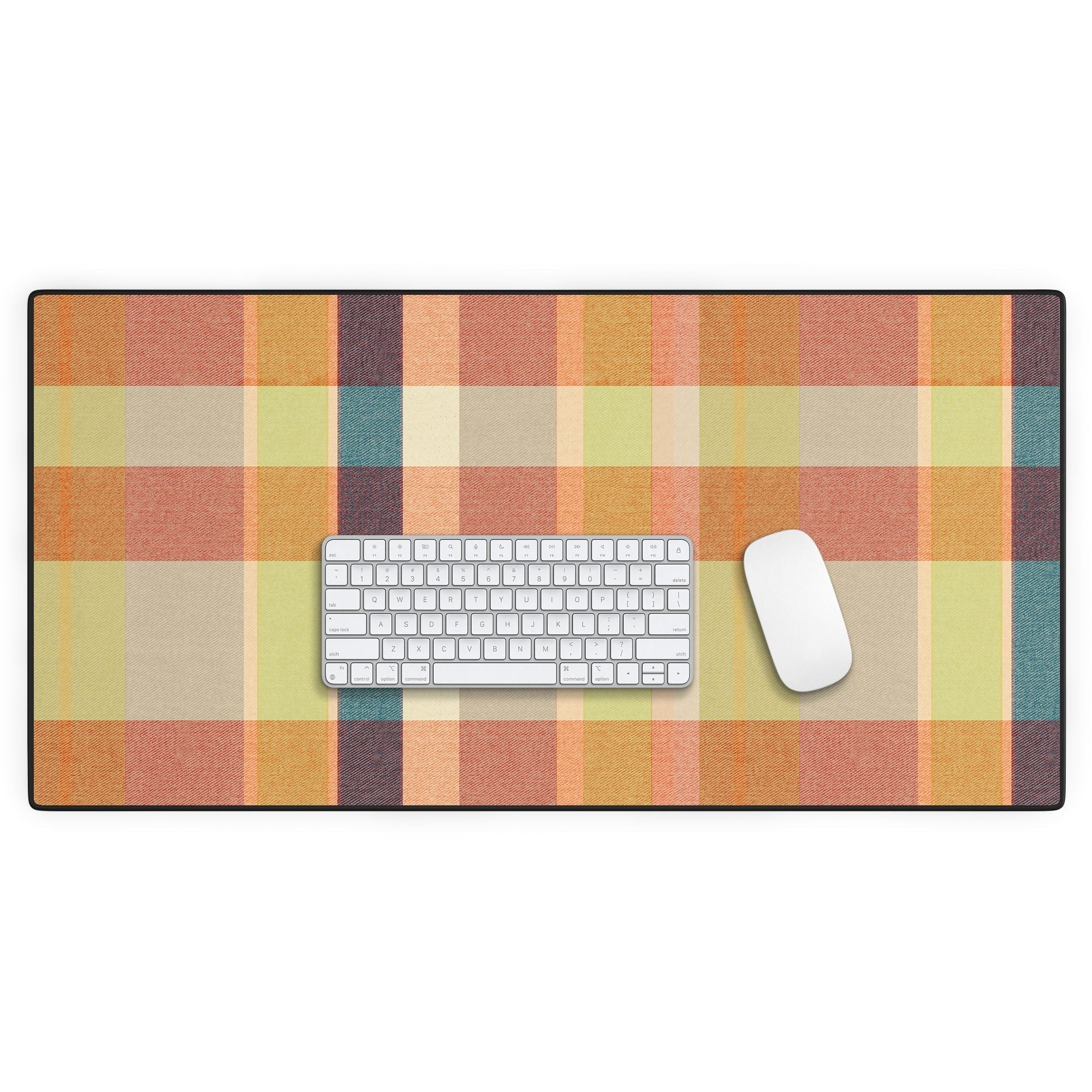 Marta Barragan Camarasa Retro Picnic Plaid Warm Tones Desk Mat
