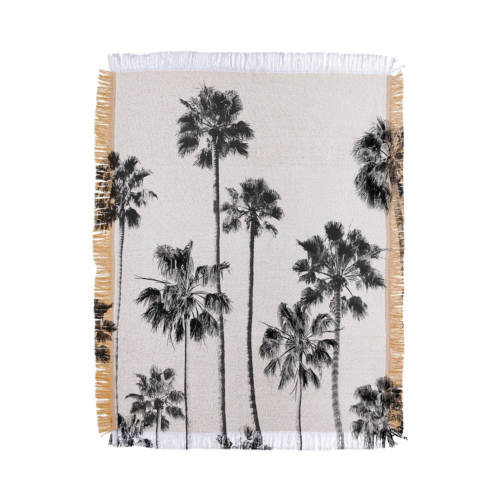 Gal Design Black And White Palms Throw Blanket