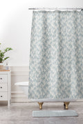 CoastL Studio Palm Forest Coastal Blue Shower Curtain And Mat