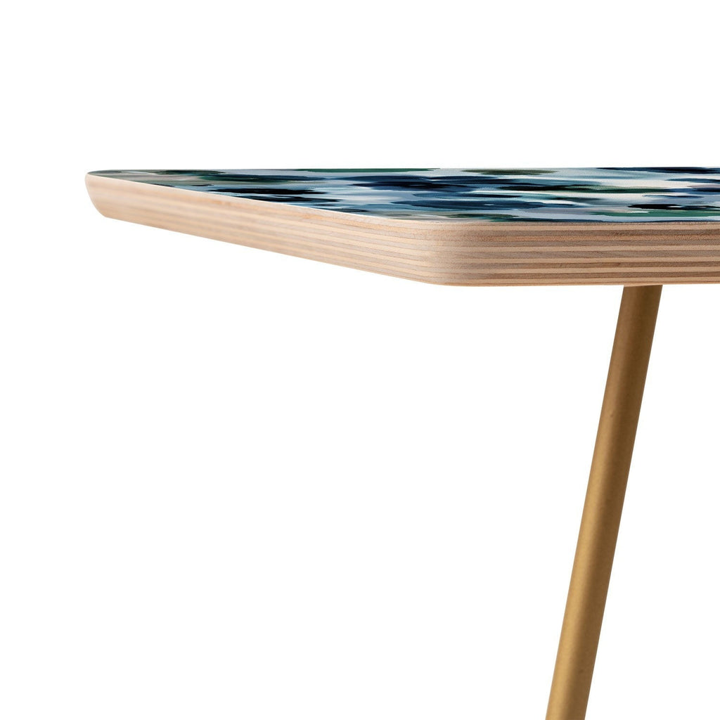 Ninola Design Botanic Retreat Ombre Abstract Watercolor Flowers Blue Navy Side Table