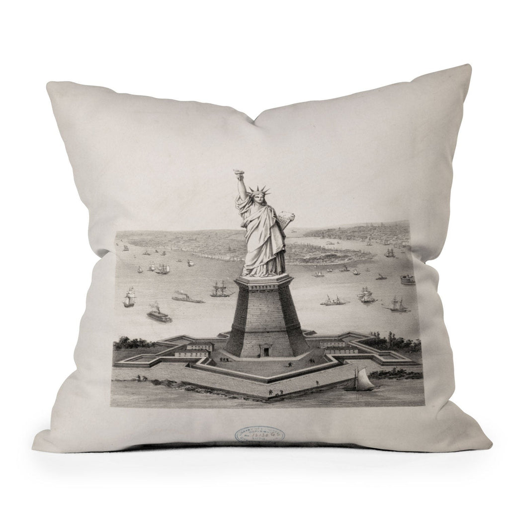 DENY Designs Vintage Lady Liberty Outdoor Throw Pillow
