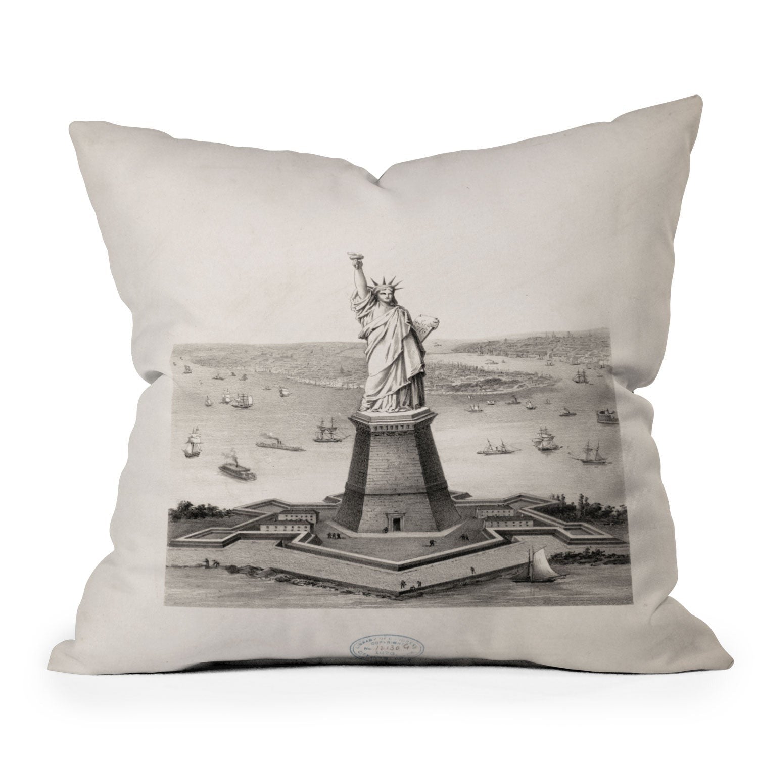 DENY Designs Vintage Lady Liberty Outdoor Throw Pillow