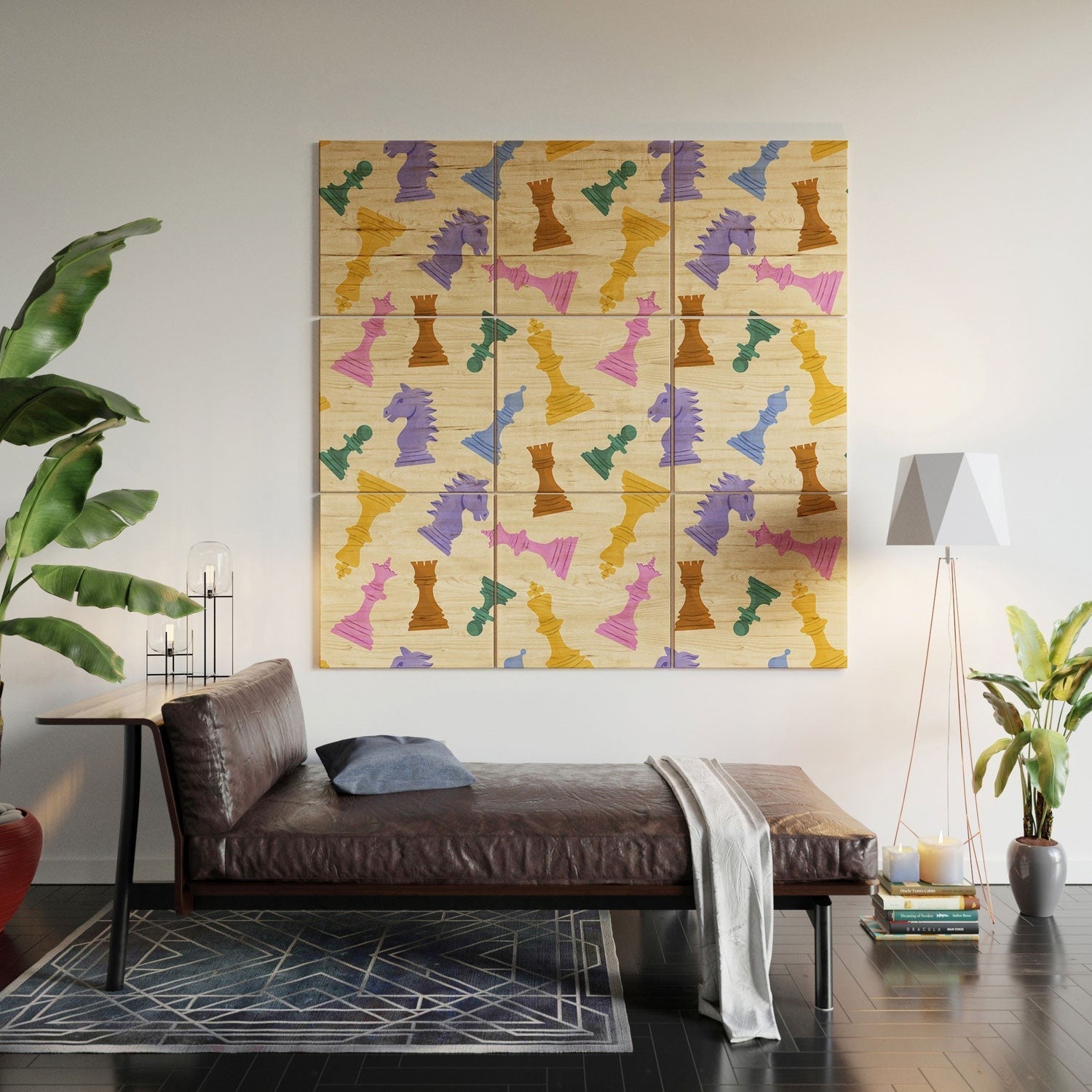 Design by Spark Chess Game Pieces Wood Wall Mural