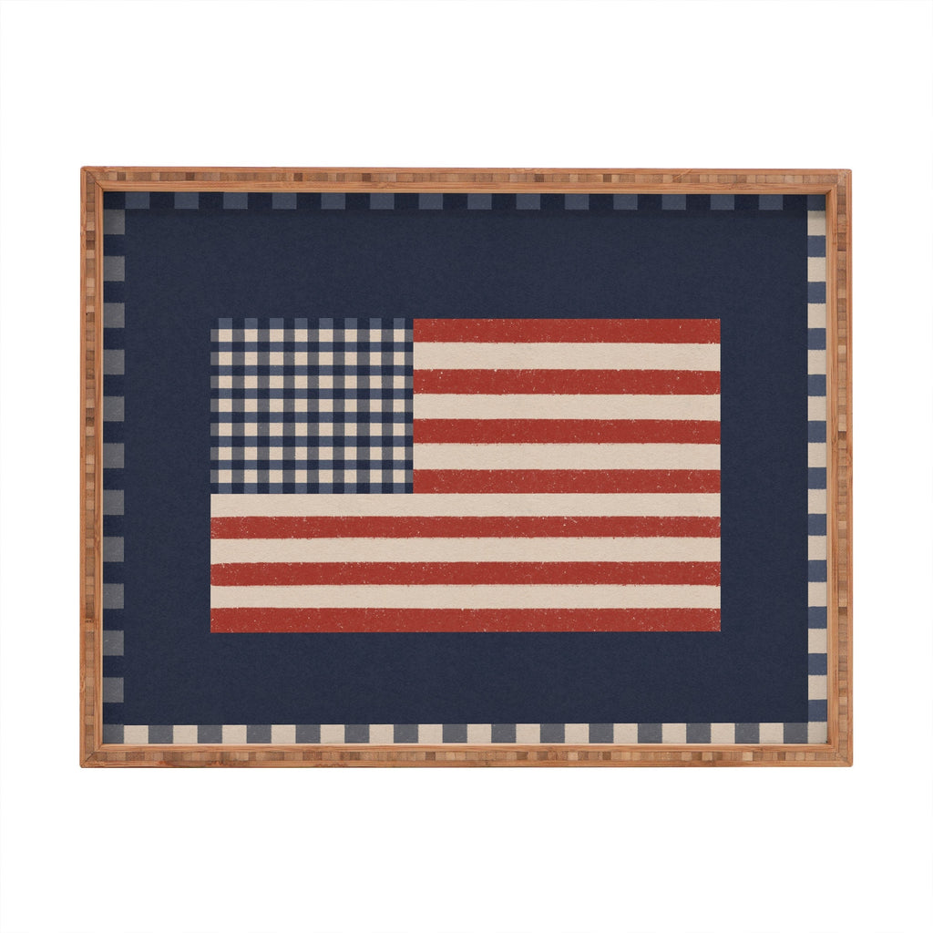 DENY Designs Gingham Flag Rectangular Tray