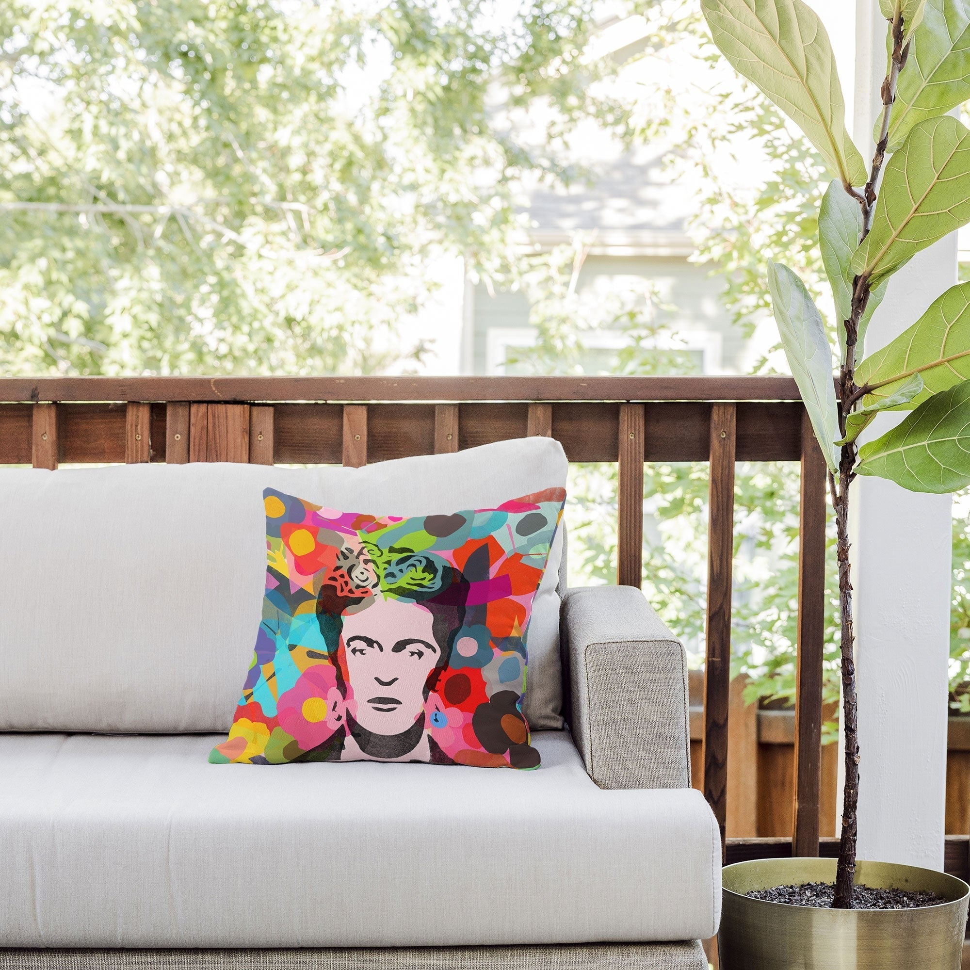Garima Dhawan frida 1d Outdoor Throw Pillow