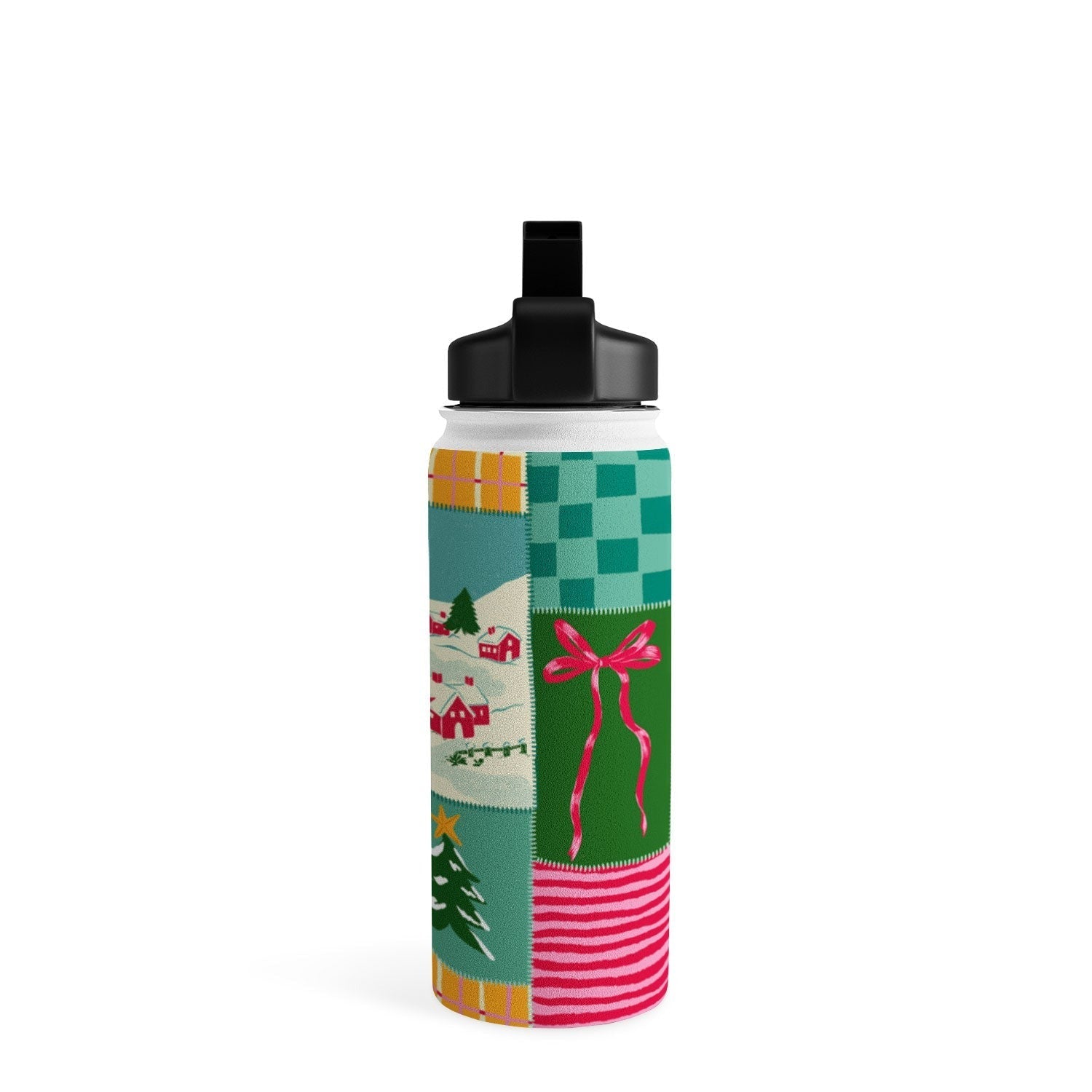 LouBruzzoni Cozy Christmas Patchwork Water Bottle