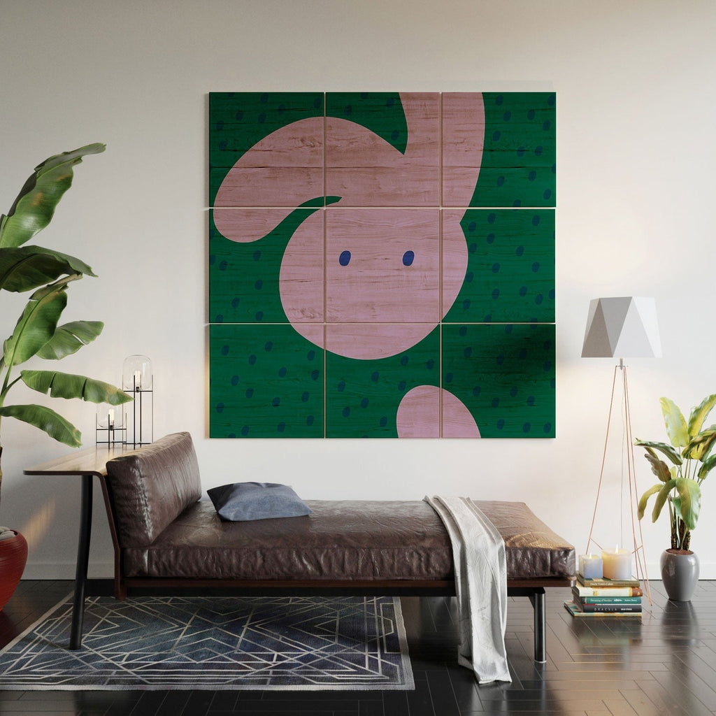 Camilla Foss Pebbles and Rabbit Wood Wall Mural