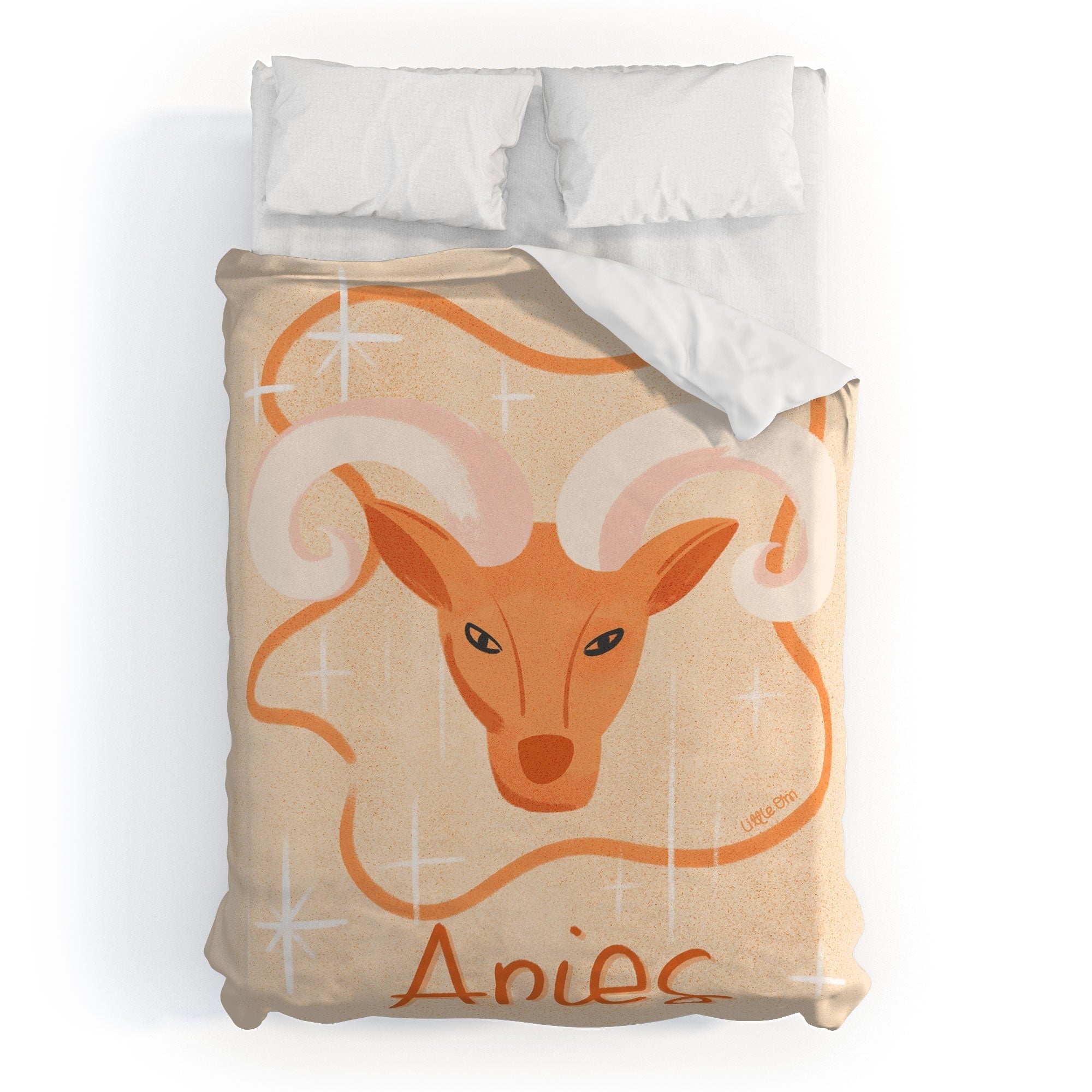 Little Om Zodiac Signs Aries Duvet Cover