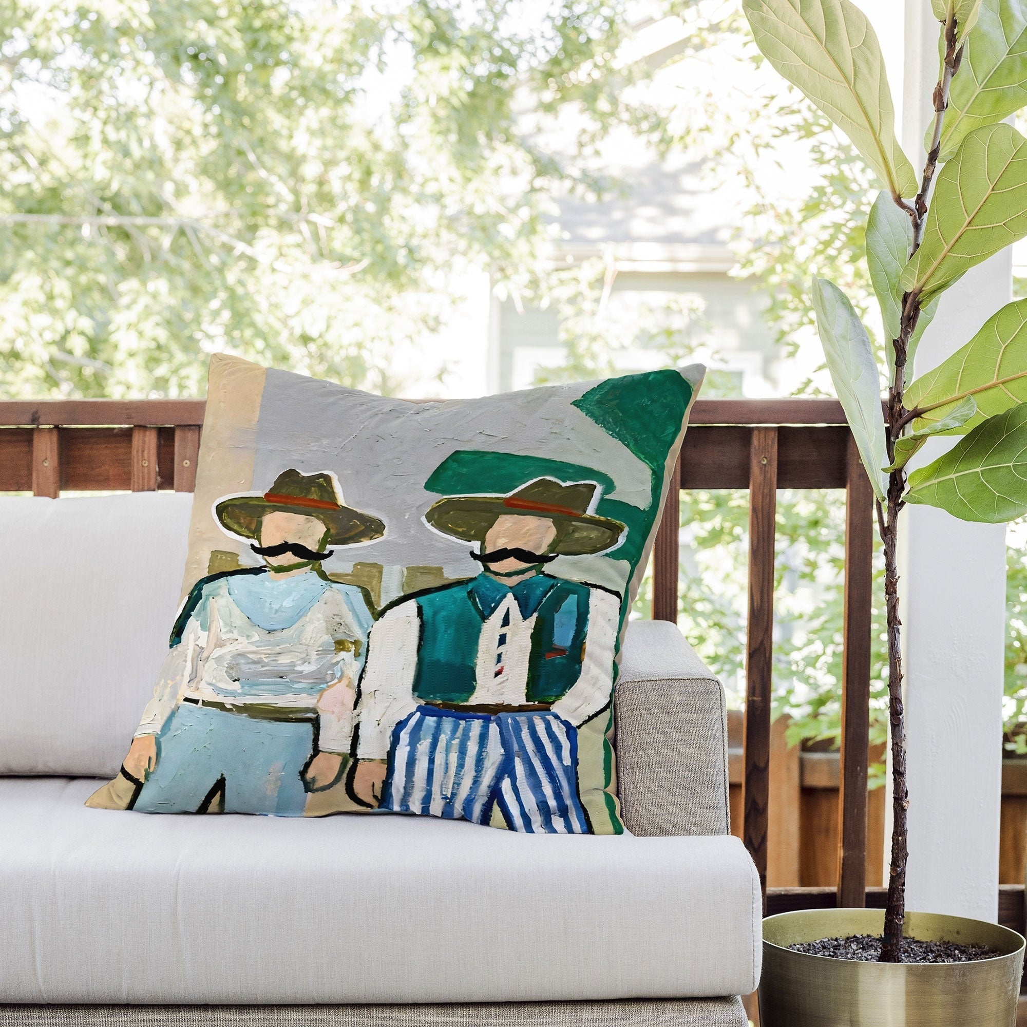 83 Oranges Side By Side Cowboy Edition Outdoor Throw Pillow