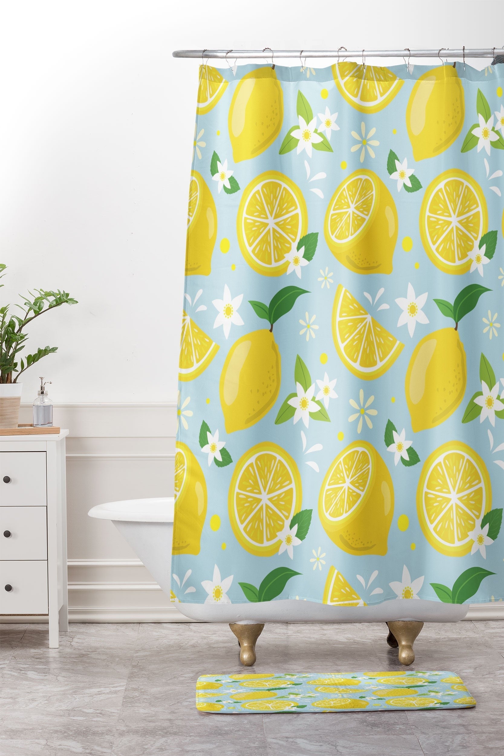 Design by Spark Lemony Fresh Florals Memory Foam Bath Mat
