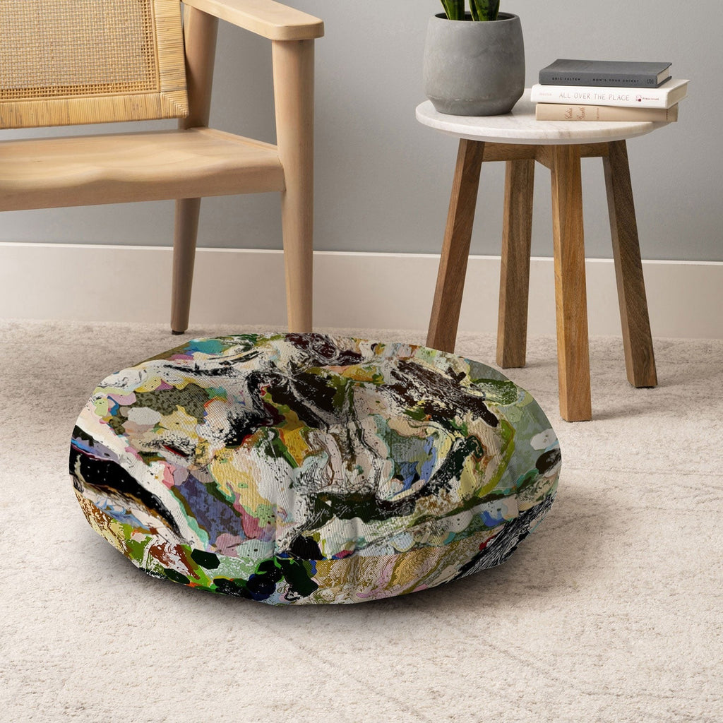83 Oranges Echoes Beneath the Surface Floor Pillow Round