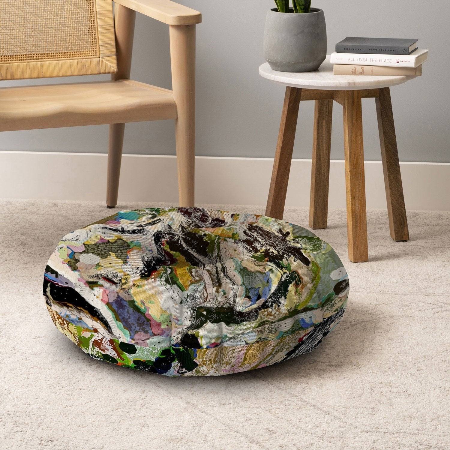 83 Oranges Echoes Beneath the Surface Floor Pillow Round