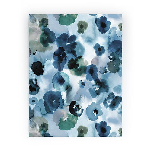 Ninola Design Botanic Retreat Ombre Abstract Watercolor Flowers Blue Navy Mini Art Print