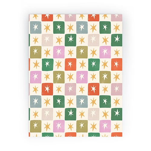 LouBruzzoni Retro Star Block Pattern Mini Art Print
