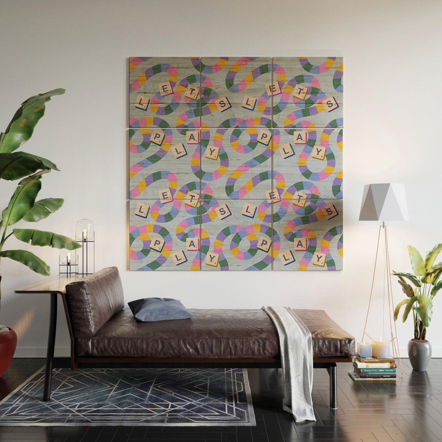 Design by Spark Scrabble Board Game Night Wood Wall Mural