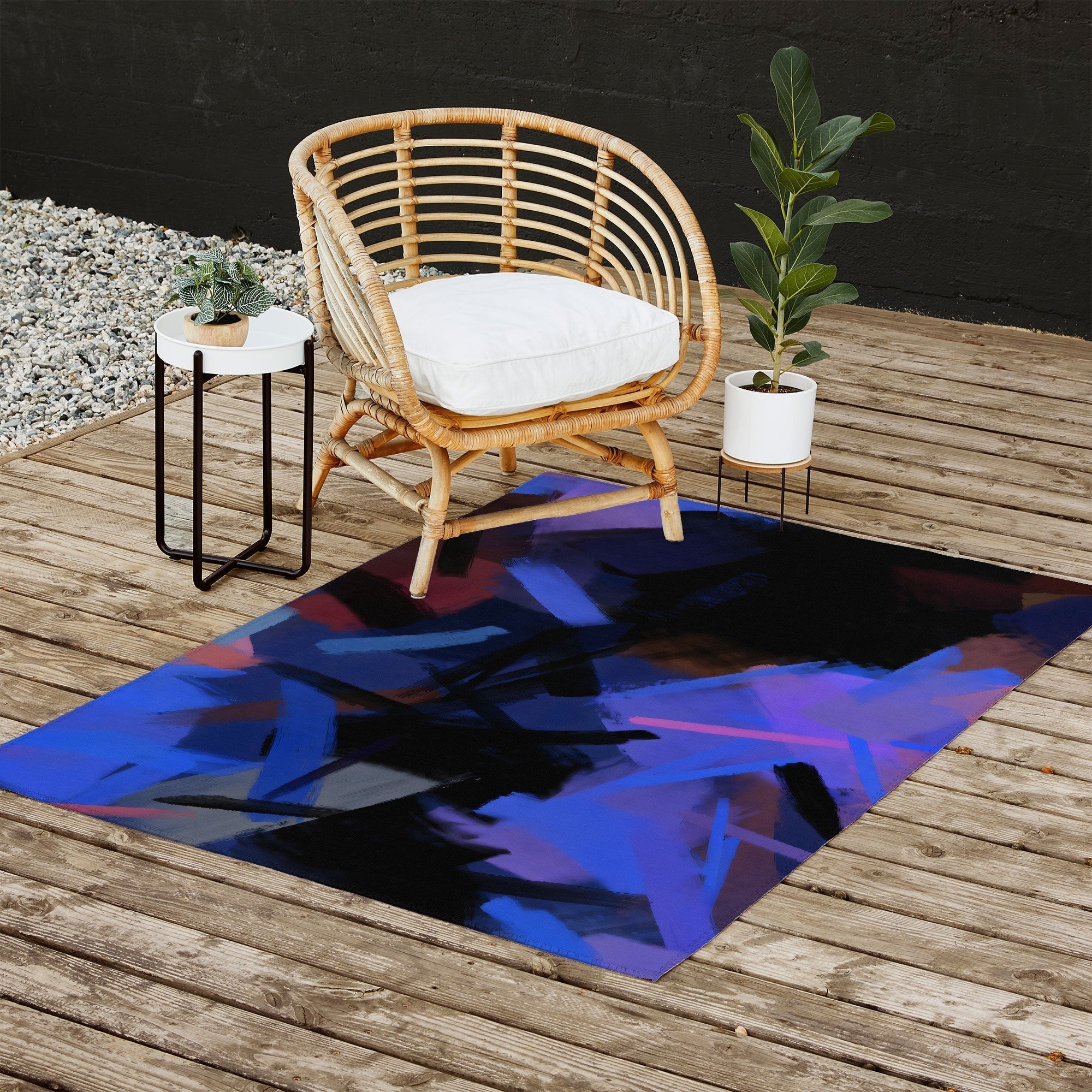 83 Oranges Midnight Sparks Outdoor Rug