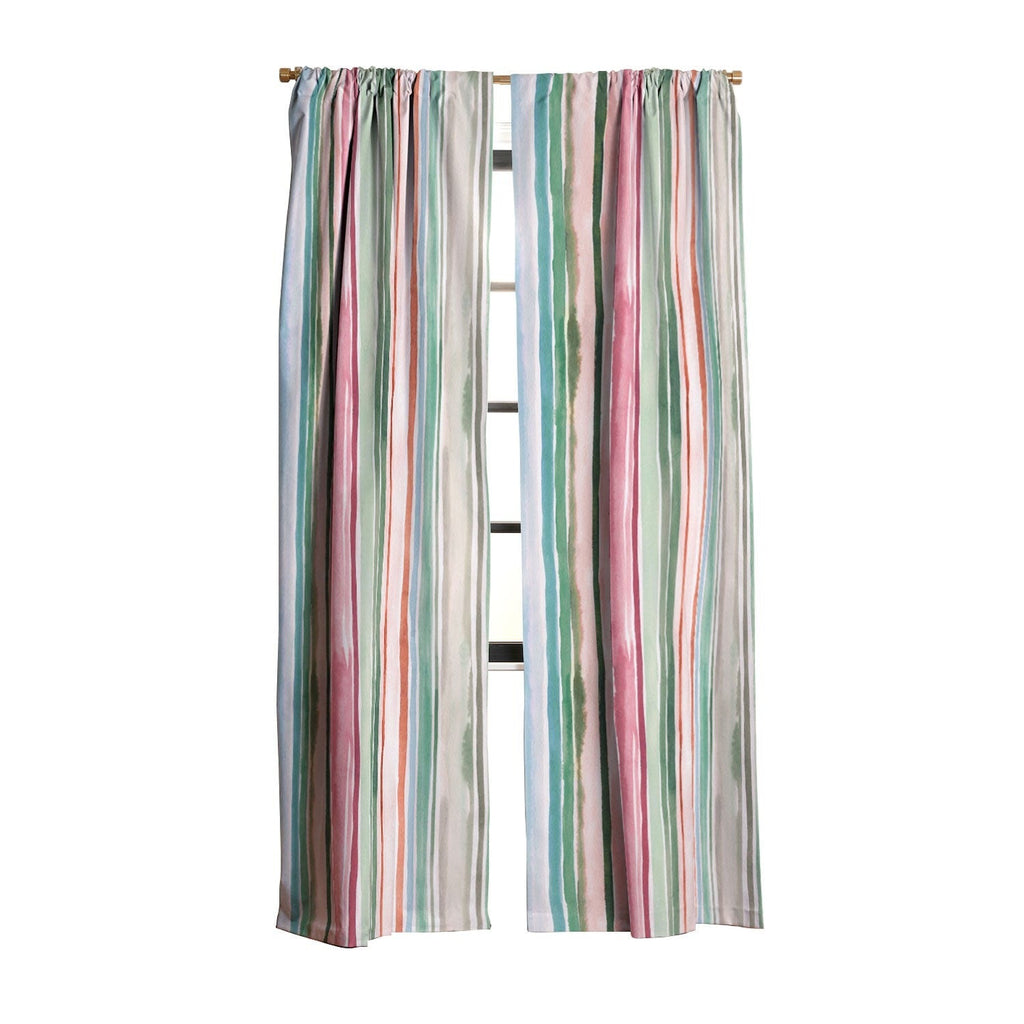 Ninola Design Botanic Retreat Watercolor Stripes Green Orange Red Blackout Non Repeat