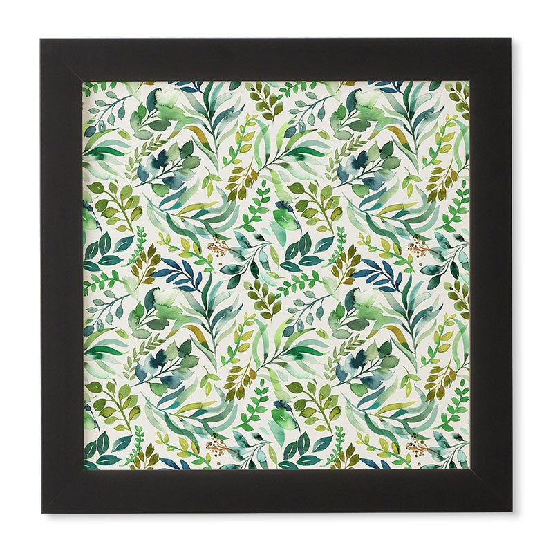Ninola Design Botanic Retreat Loose Botanical Leaves Watercolor Green Framed Wall Art