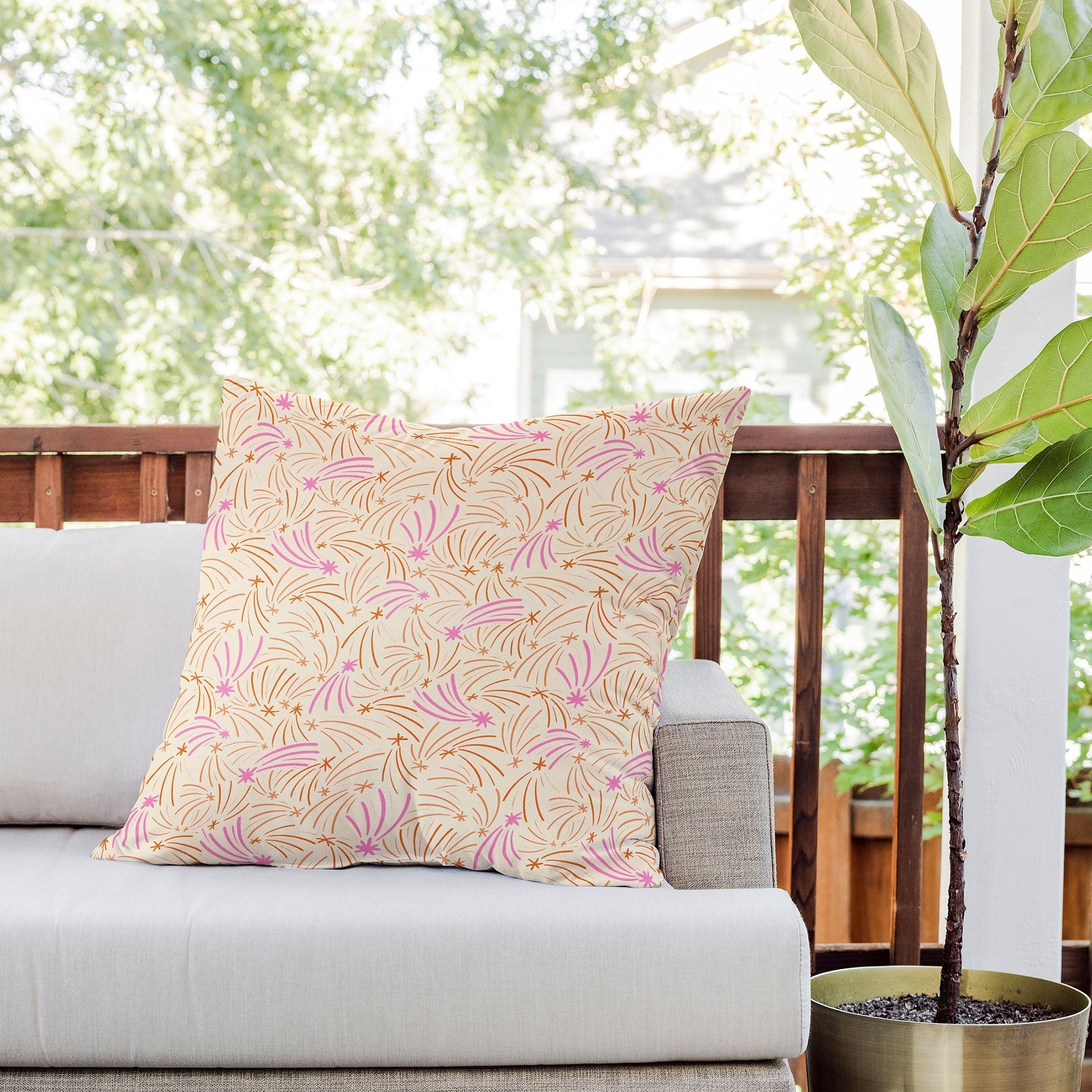 Little Om Pattern Shooting Stars cream Outdoor Throw Pillow