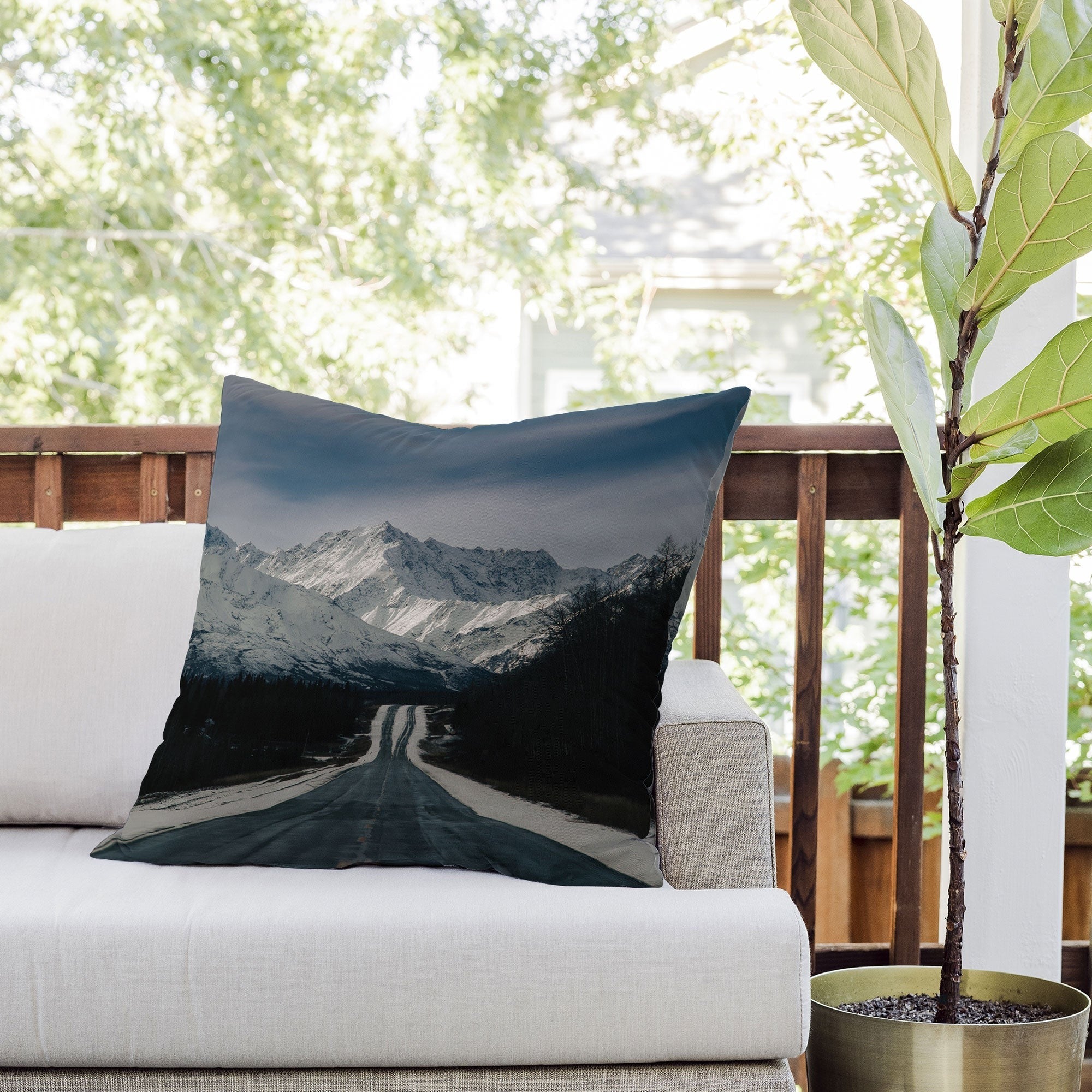 Hannah Kemp Alaska Drive Outdoor Throw Pillow
