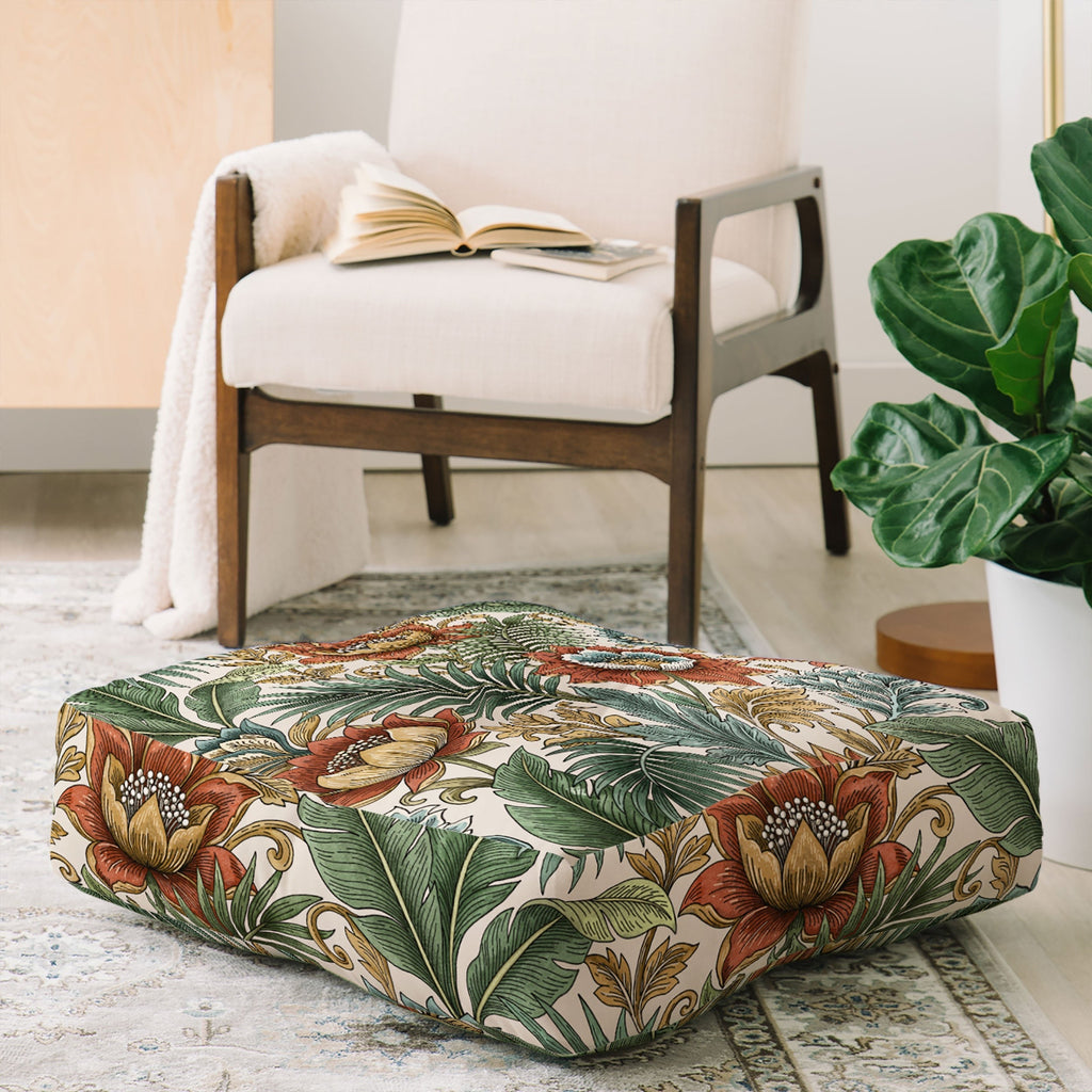 Marta Barragan Camarasa Retro Jungle Garden Floor Pillow Square