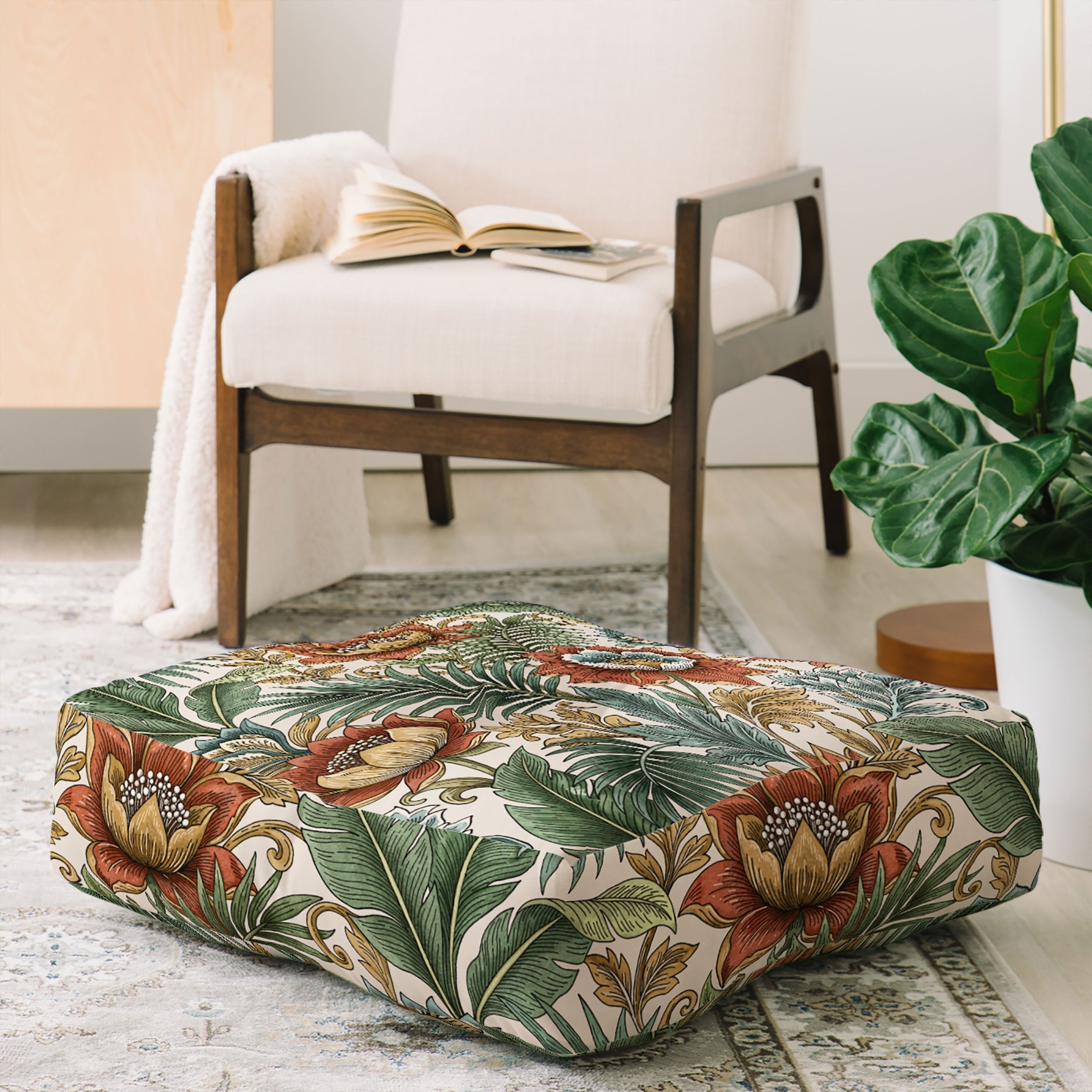 Marta Barragan Camarasa Retro Jungle Garden Floor Pillow Square