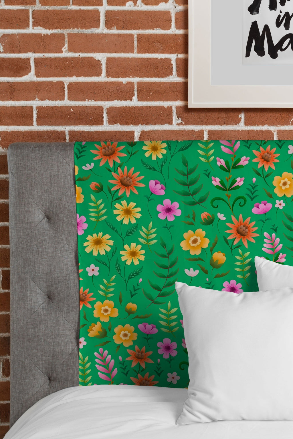 Pimlada Phuapradit Ditsy Spring Floral Green Tapestry
