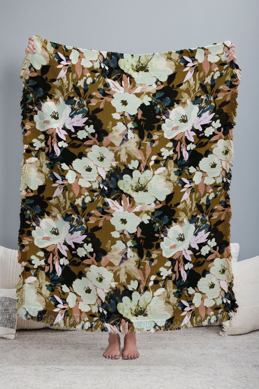 Marta Barragan Camarasa Romantic Floral Fusion Throw Blanket