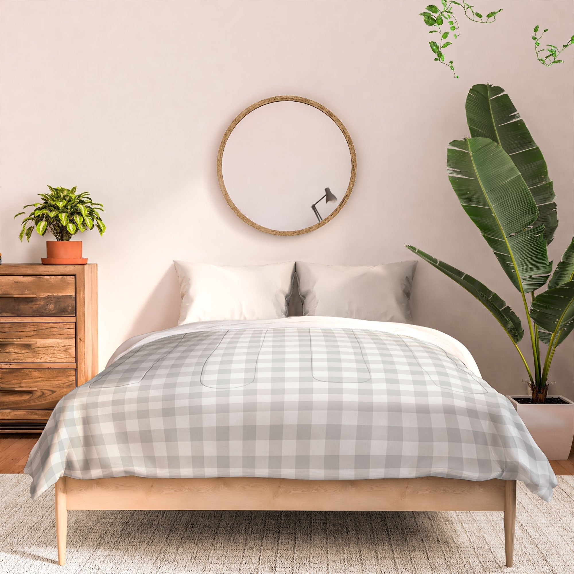 Colour Poems Gingham Plaid Pattern Cloud White Comforter
