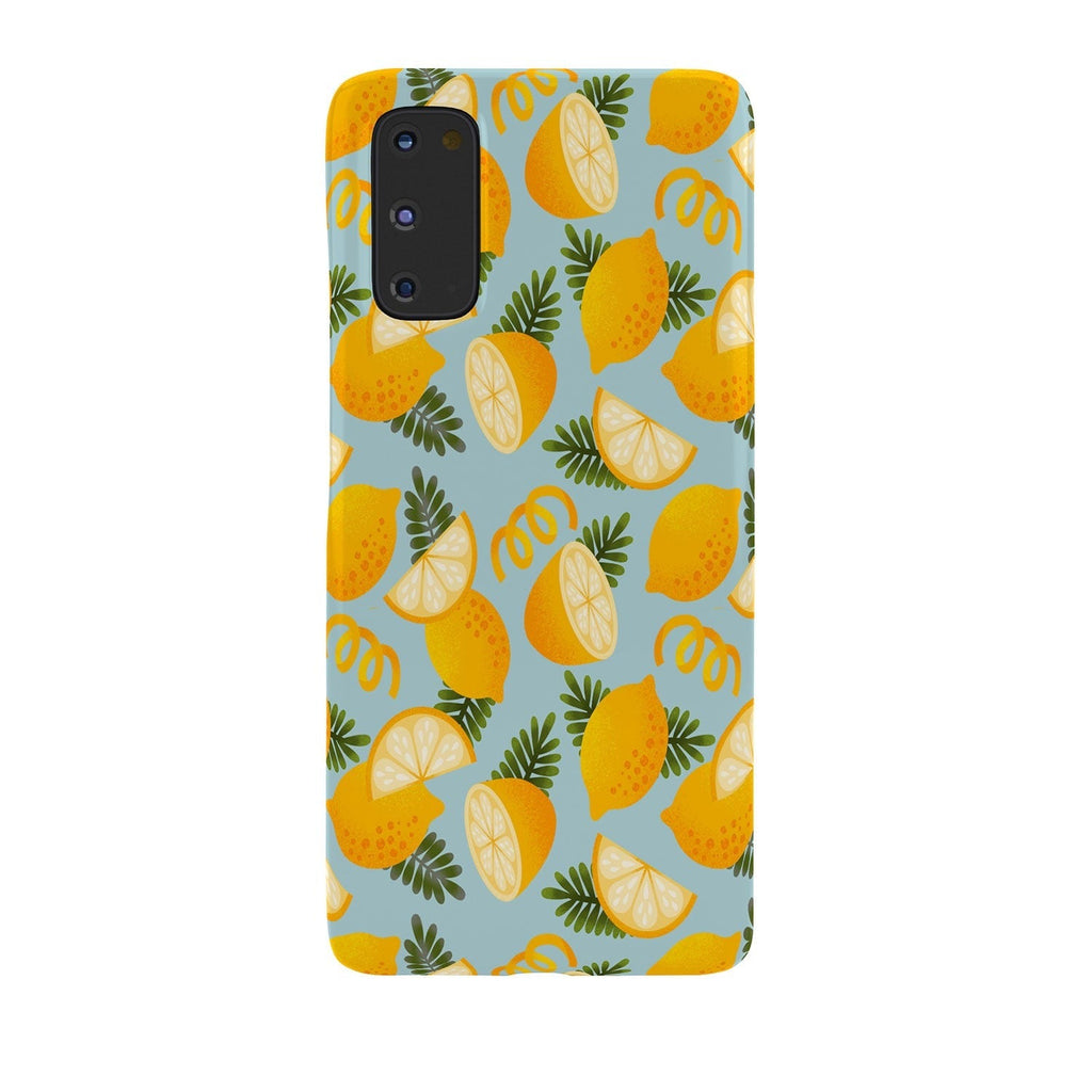 Jessica Molina Lemon Pattern on Sky Blue Phone Case