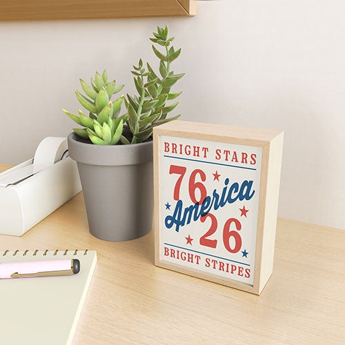 DENY Designs Bright Stars Bright Stripes Framed Mini Art Print