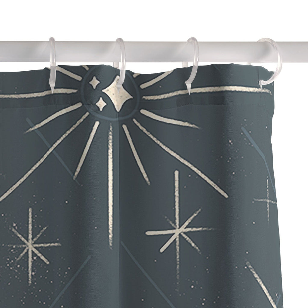 Little Om Pattern Little Moon navy Shower Curtain