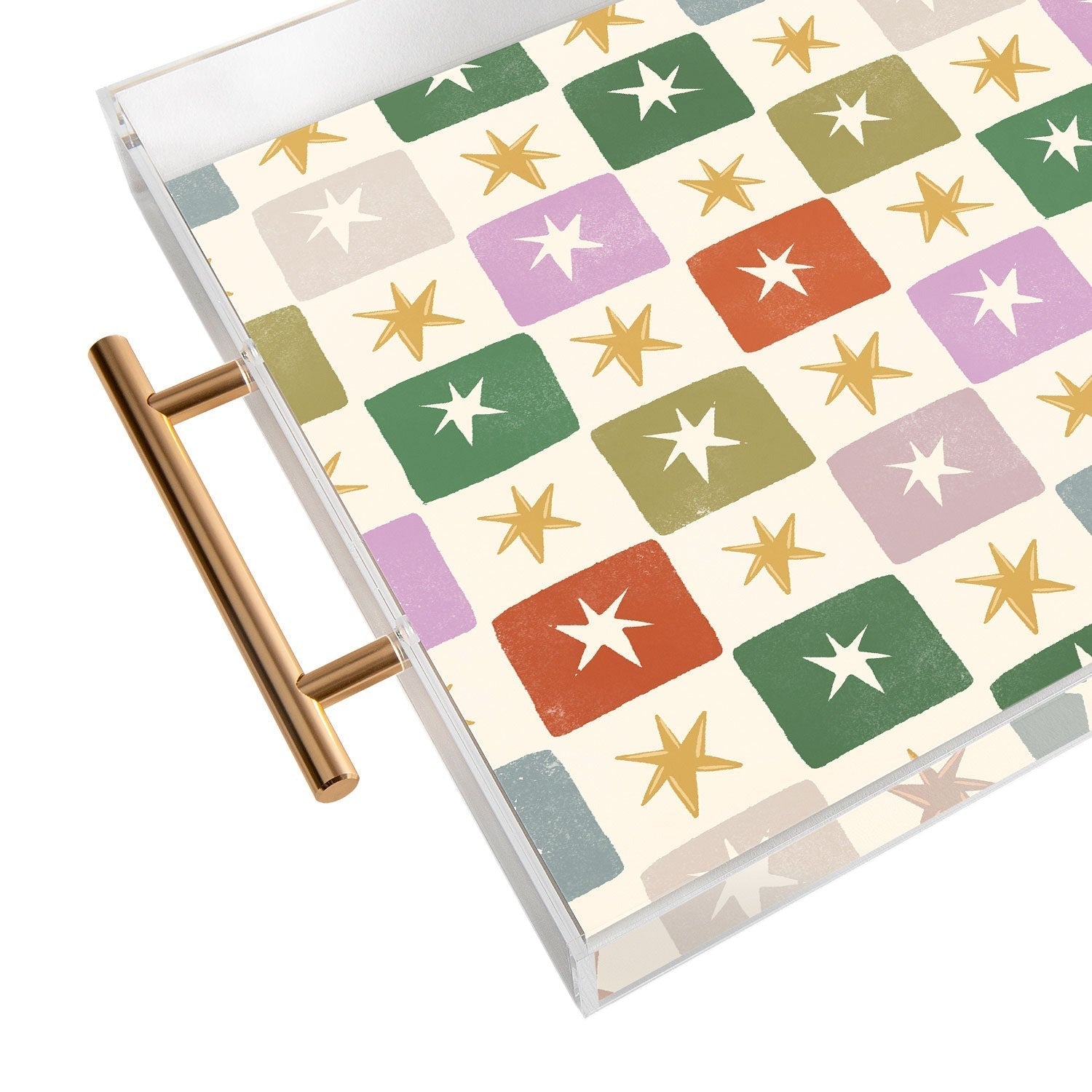 LouBruzzoni Retro Star Block Pattern Acrylic Tray