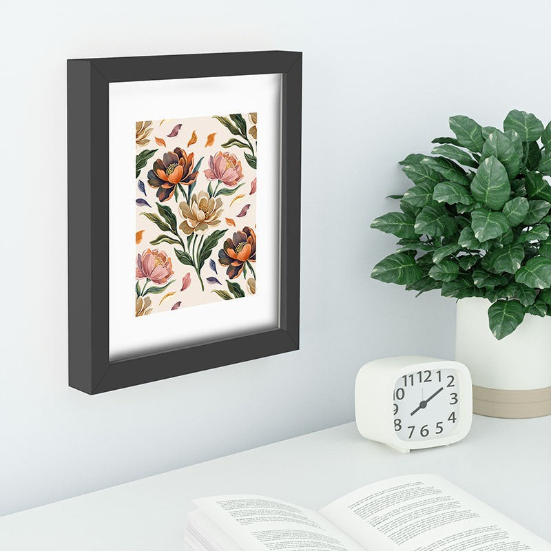 Marta Barragan Camarasa Hand Painted Peony Florals Recessed Framing Rectangle