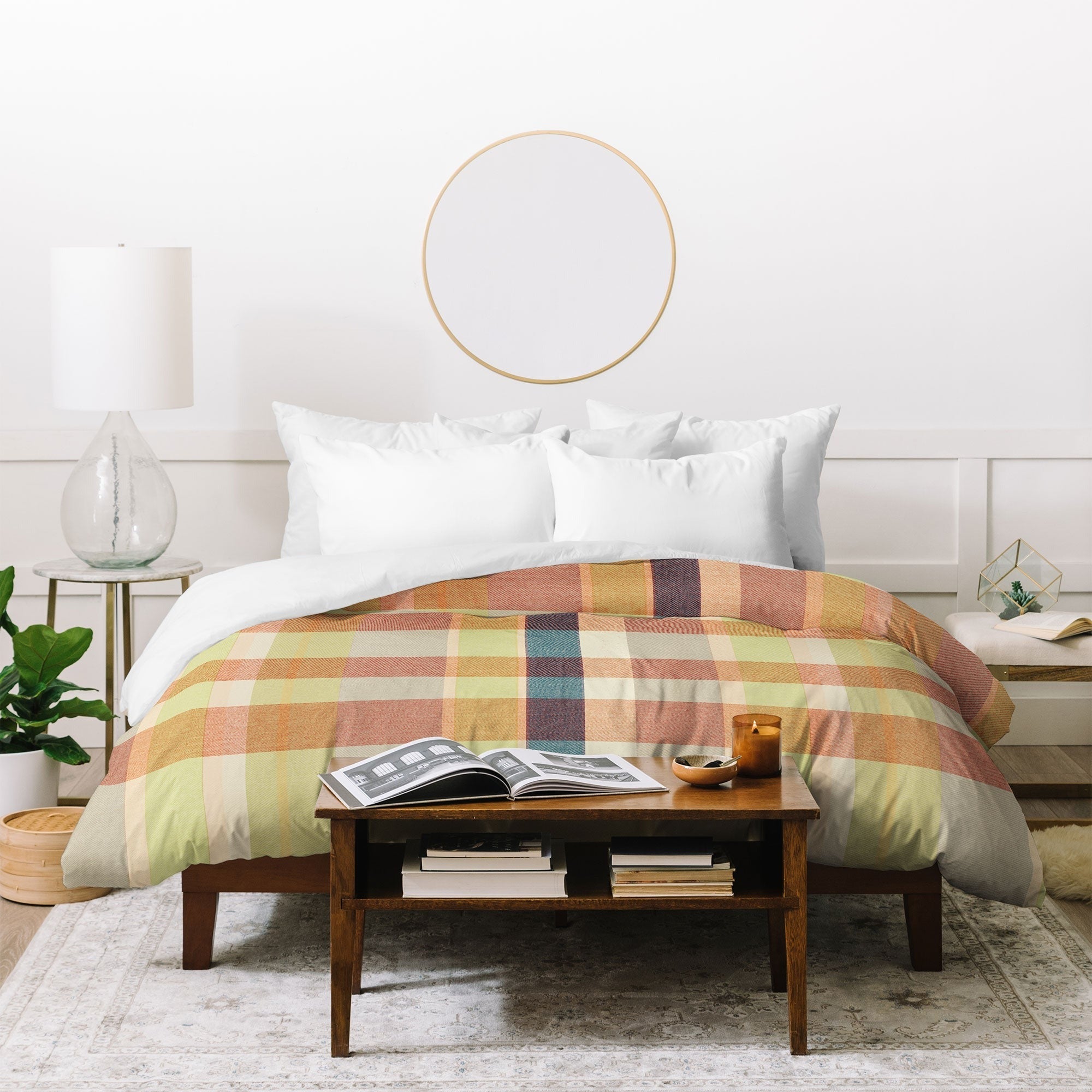Marta Barragan Camarasa Retro Picnic Plaid Warm Tones Duvet Cover
