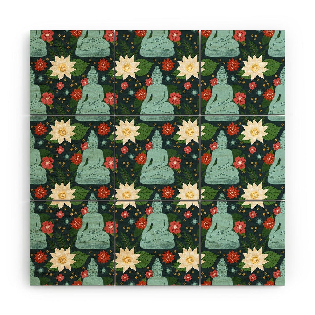 Design by Spark Meditating Lotus Buddha Wood Wall Mural