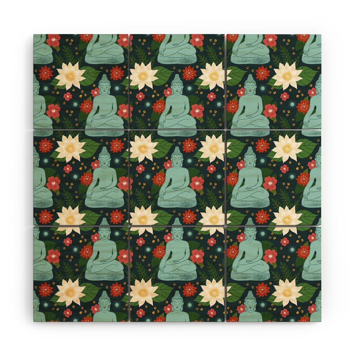 Design by Spark Meditating Lotus Buddha Wood Wall Mural